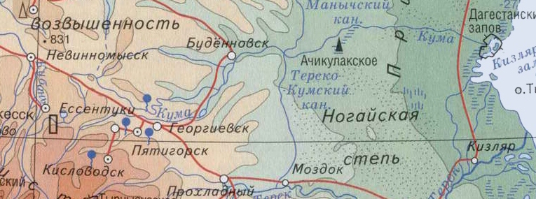 Ставропольский край карта с городами и станицами в большом разрешении