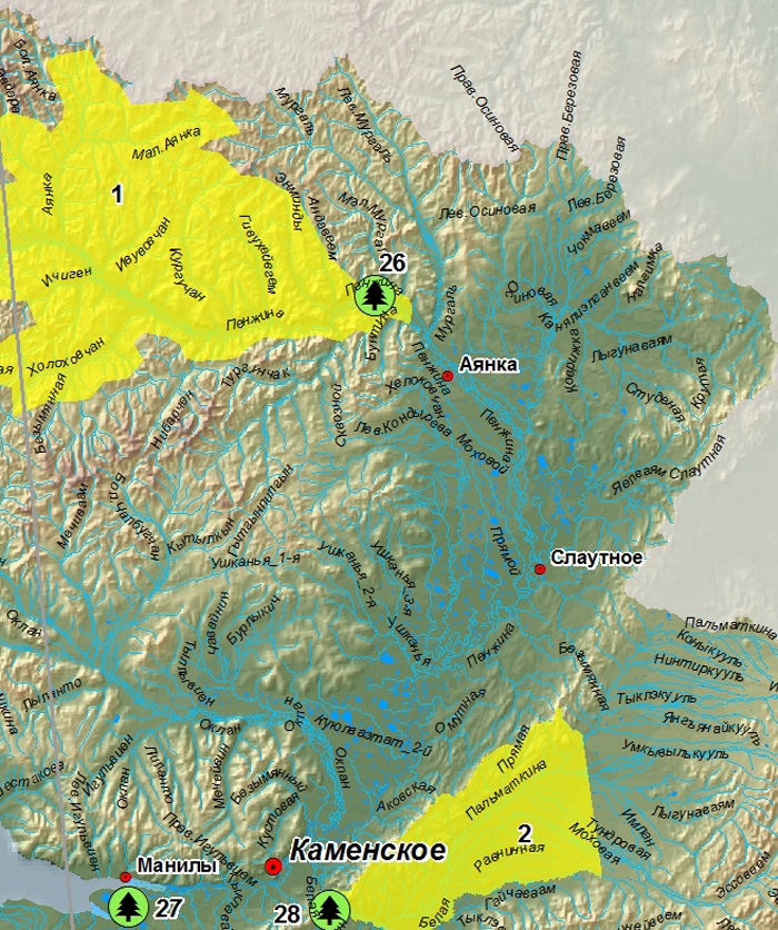 Карта пенжинского района камчатского края с населенными пунктами